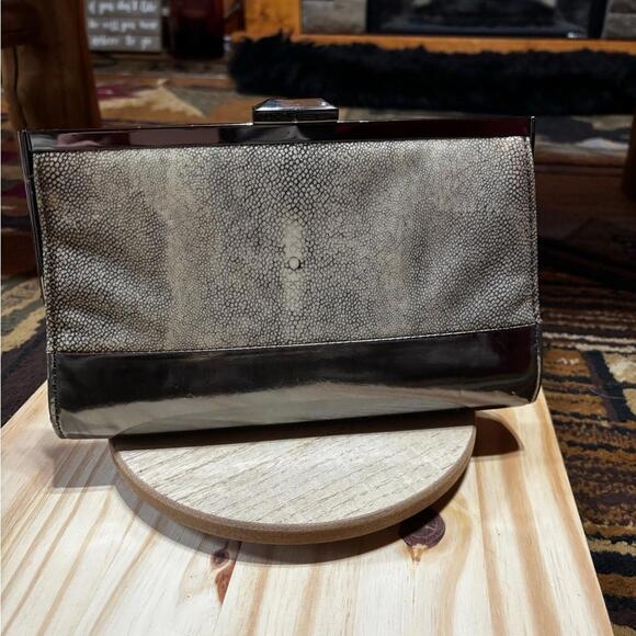 RACHEL Rachel Roy Handbags - Rachel Roy Gray Metallic Silver Clutch Bag